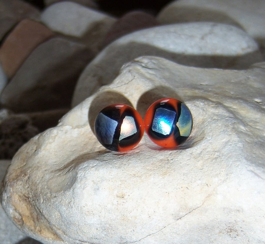 Multicoloured glass stud earrings