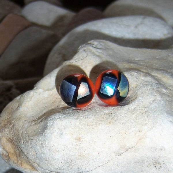 Multicoloured glass stud earrings