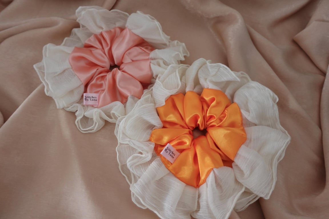 Chiffon Lace Statement Scrunchies, Frill Scrunchies, Chic Romantic Scrunchies