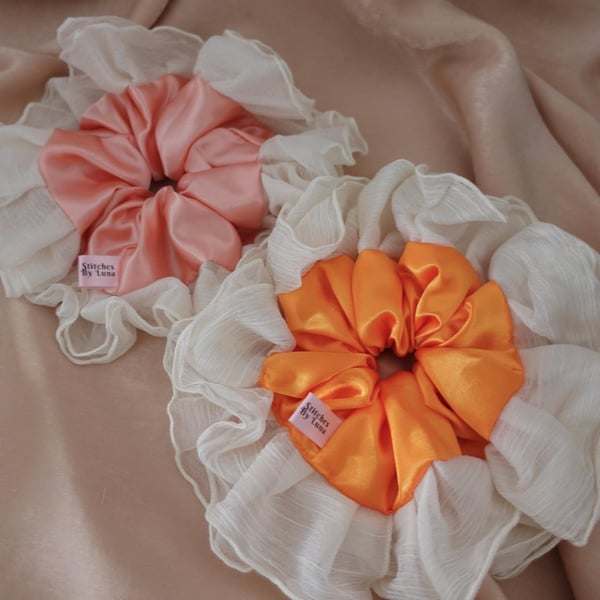 Chiffon Lace Statement Scrunchies, Frill Scrunchies, Chic Romantic Scrunchies