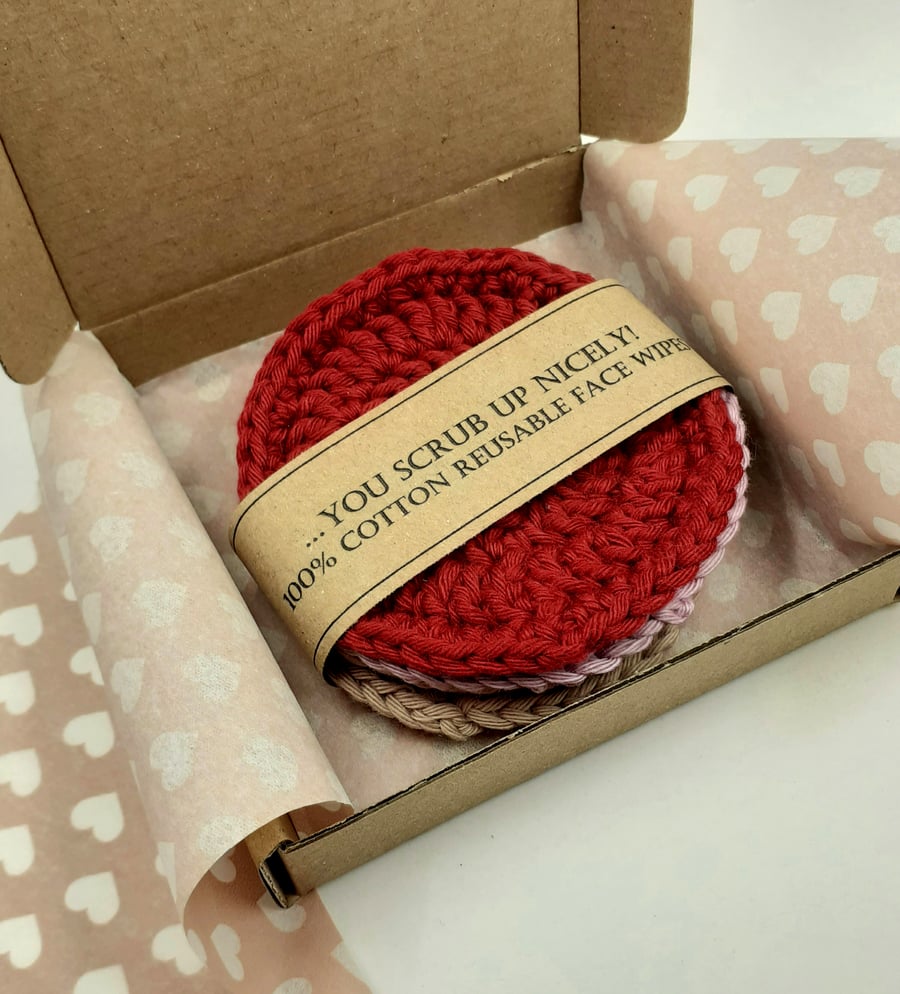 Four Crochet Face Scrubbies - Berry Cheesecake!