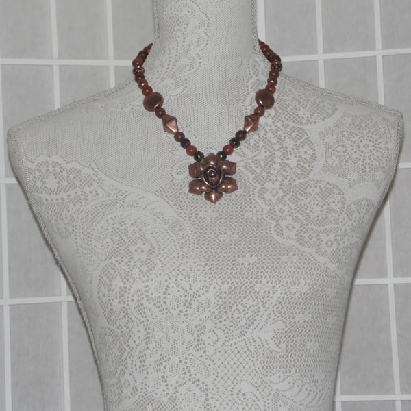 Copper flower necklace