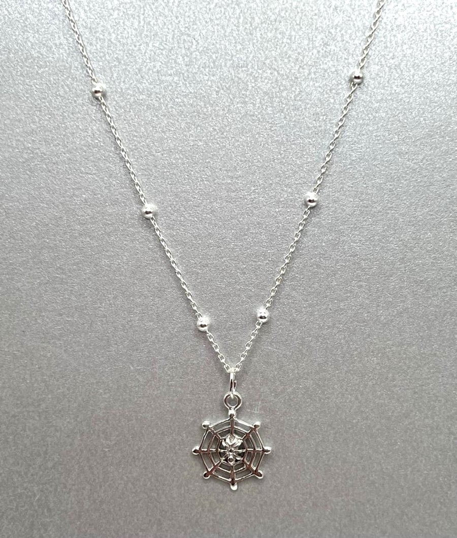 Sterling Silver Spiders Web Necklace