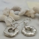 Silver Cascade Molten Circular Drop Earrings