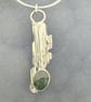 Textured Sterling Silver Moss Agate Pendant on a Silver Necklace - Image 1