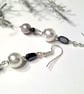 Freshwater Pearl, Shell Pearls & Heamotite Dangle Earrings Silver Plated - Image 2