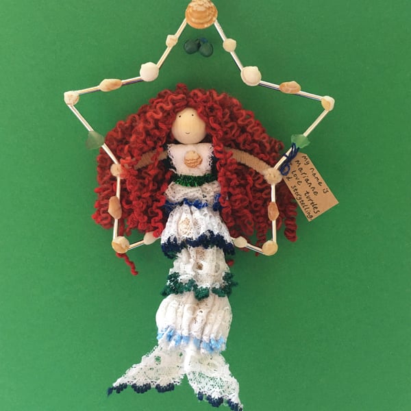 Mermaid In A Star Decoration, Blue, Sea Themed Gift