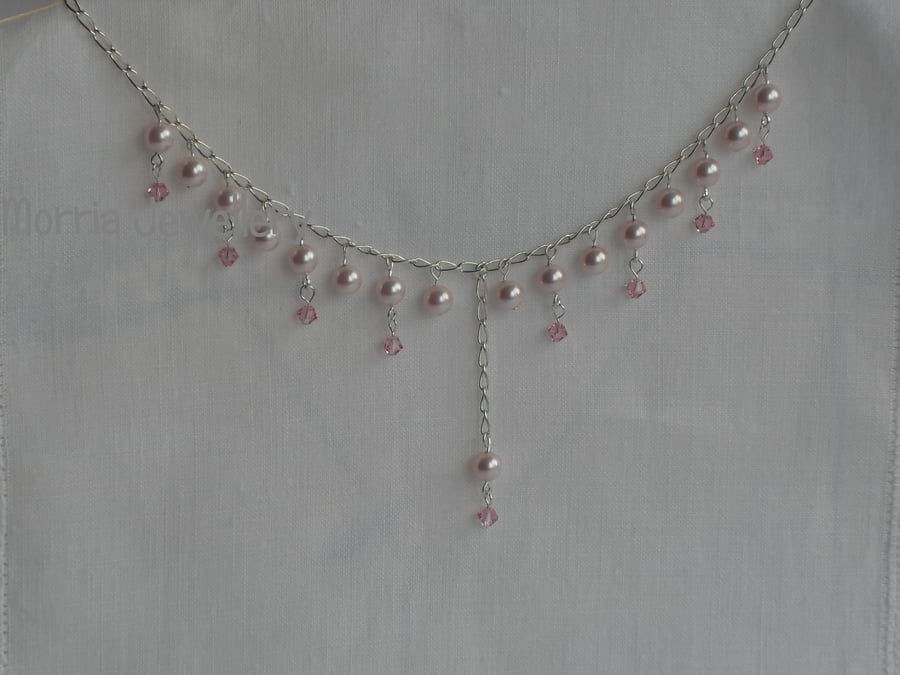 Pink Pearl and Sterling Silver Necklace