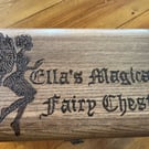 Personalised fairy box, wooden chest, hand burned. 