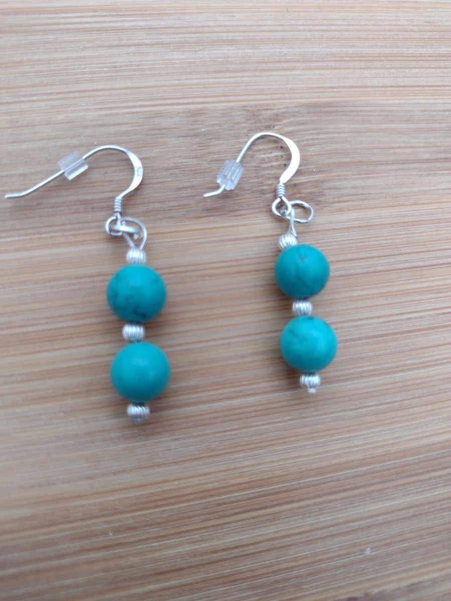 Turquoise beaded earrings for pierced ears