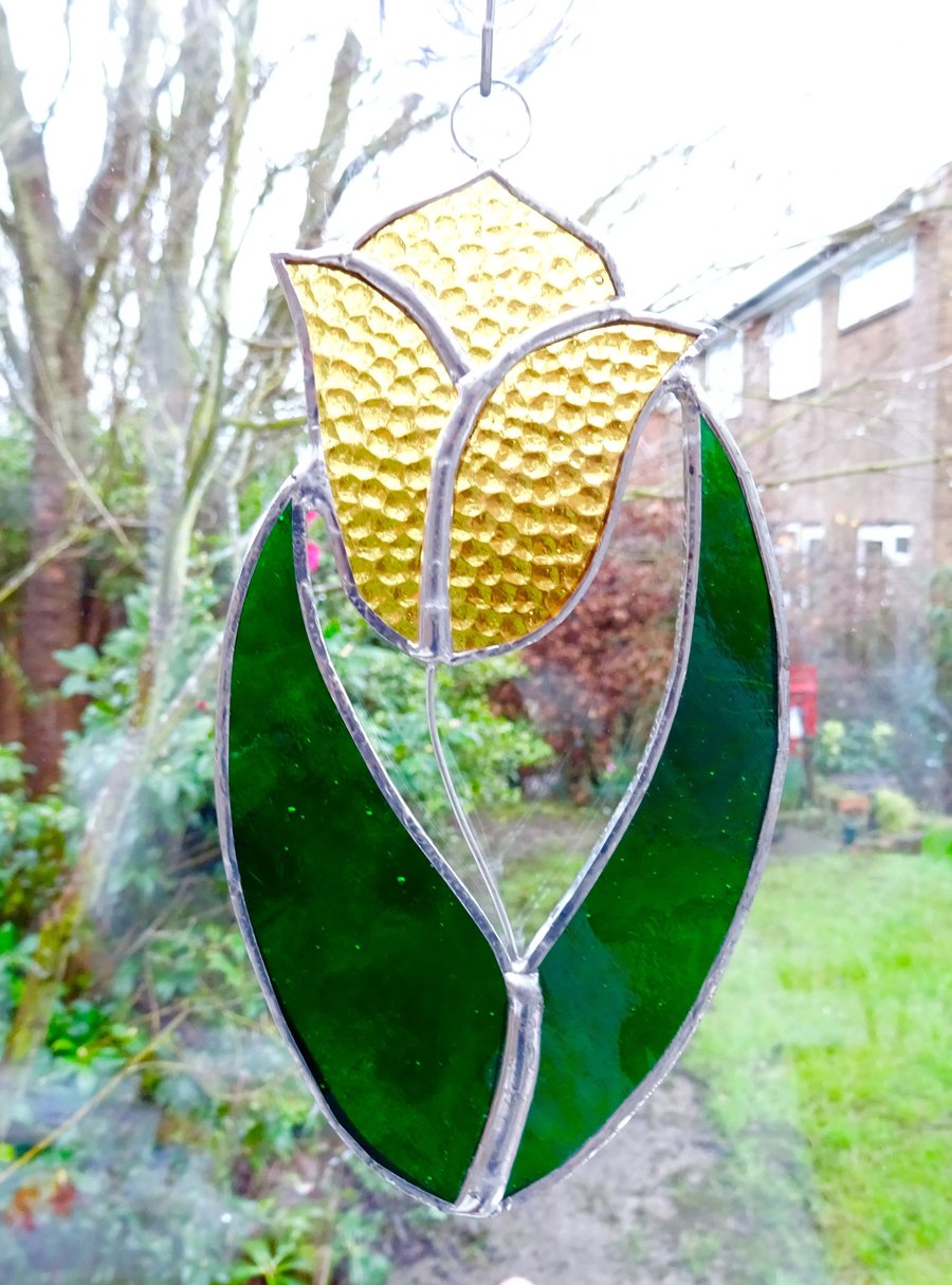 Stained Glass Tulip Suncatcher Handmade Hanging... Folksy