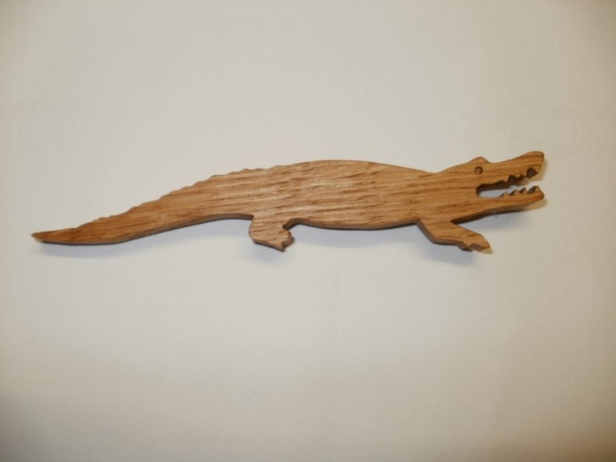 crocodile fridge magnet oak wood scroll saw