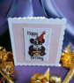 Cross stitched panda birthday card