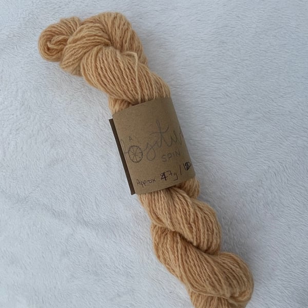 Hand-spun naturally dyed wool, DK