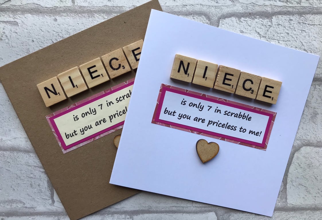 Handmade Niece Birthday Card: Scrabble Tile Design