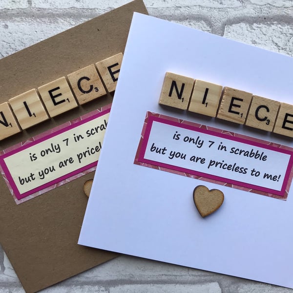Handmade Niece Birthday Card: Scrabble Tile Design