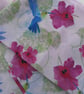 Handprinted chiffon scarf Hummingbird & Hibiscus - Image 3