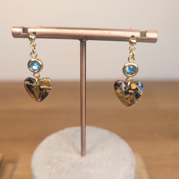 Summer bloom scrap small heart dangle blue 2