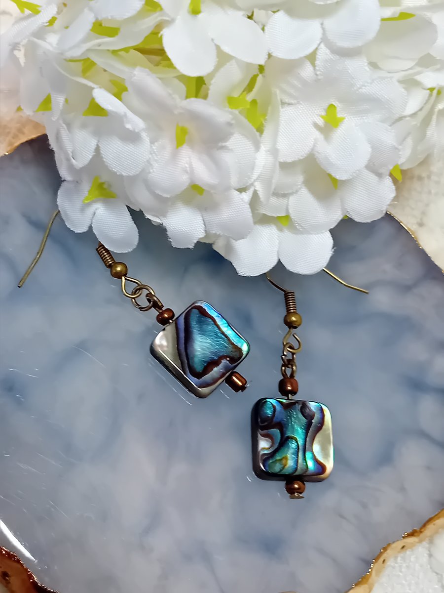 Abalone & Bronze Earrings