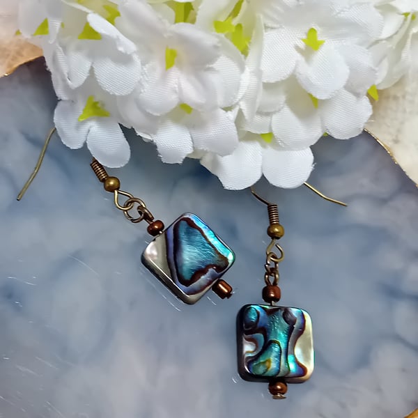 Abalone & Bronze Earrings