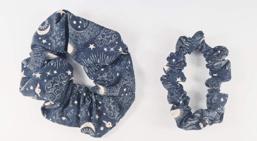 Celestial Halloween Witch Scrunchie, Star 90s XL Large Fluffy, Hair Accessories
