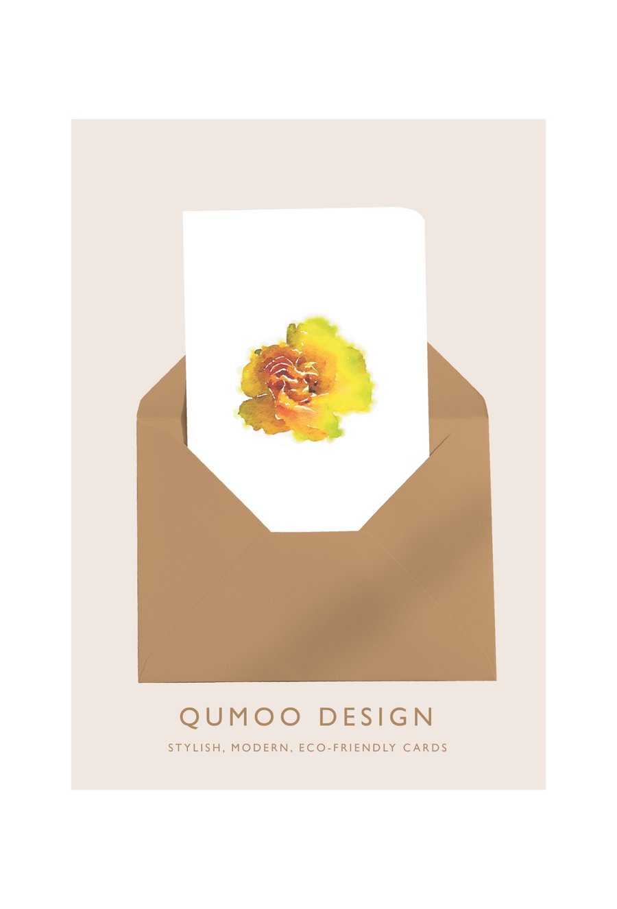 Yellow Carnation flowers Greetings Card Wedding (QM 331)