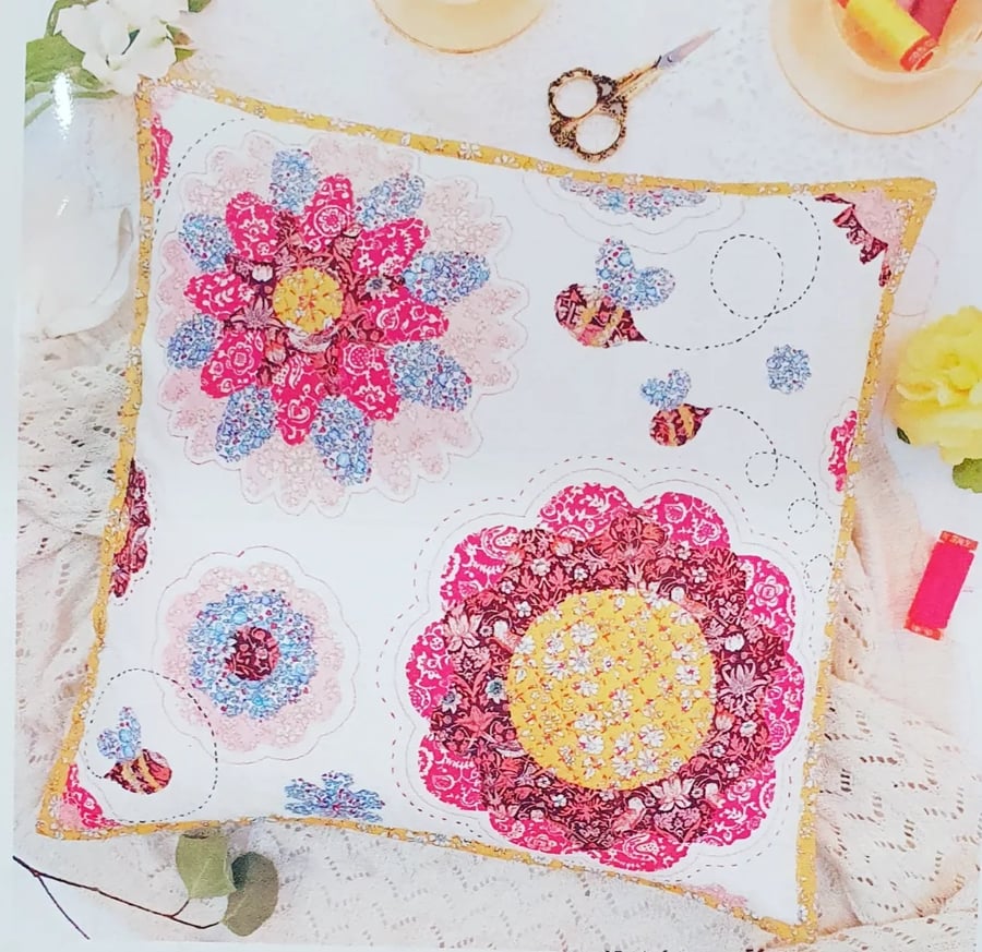 Liberty fabric patchwork cushion kit Flower Power