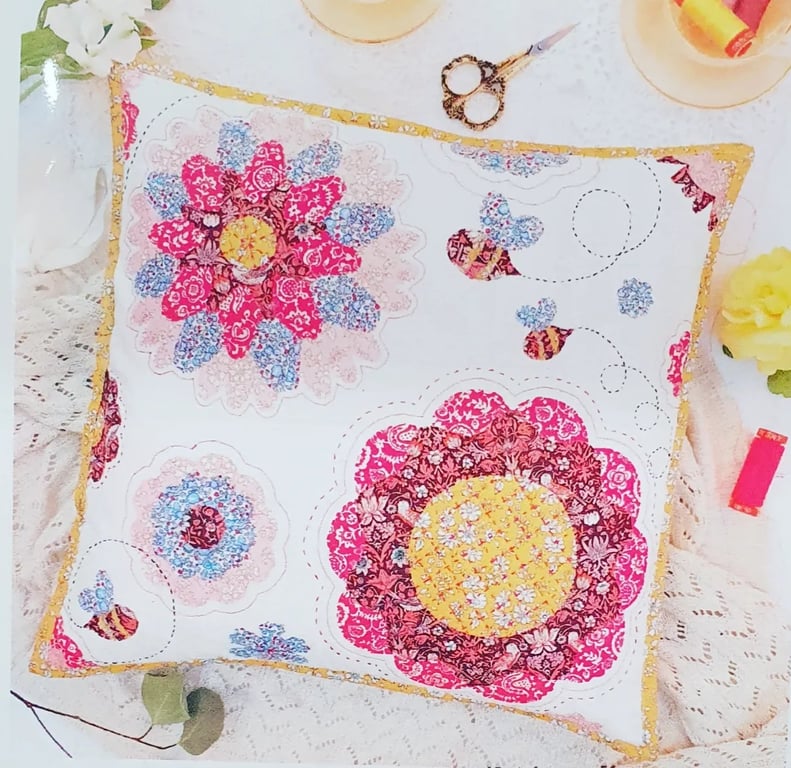 Liberty fabric patchwork cushion kit Flower Power