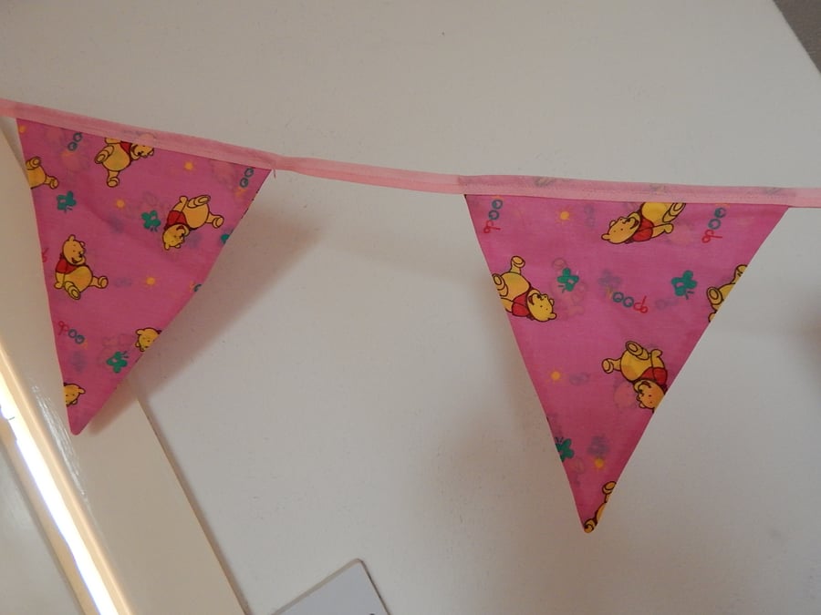 Bunting Baby Pooh Bear Pink 10 Flags