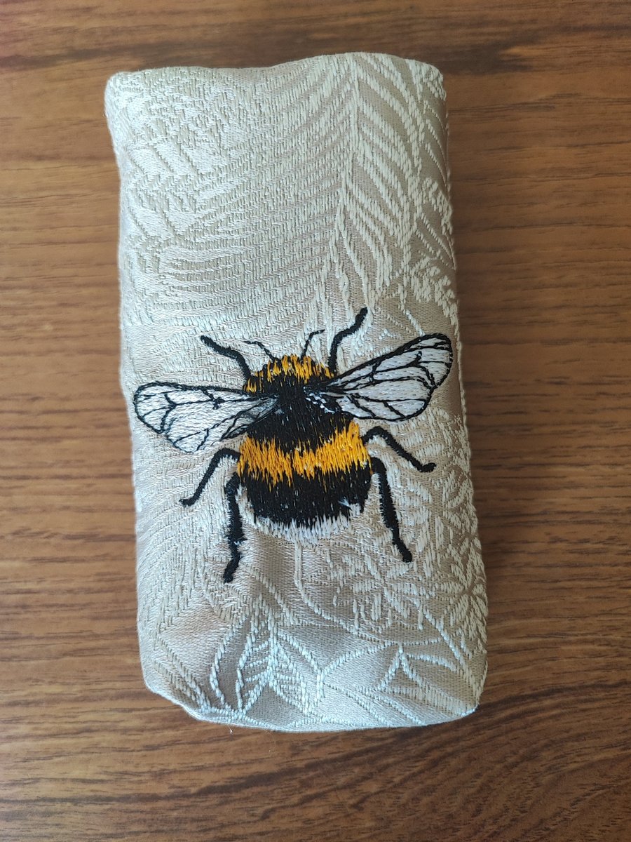 Tissue Holder grey with embroidered Bee