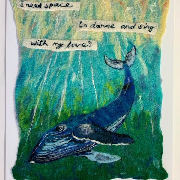 I need space… humpback whale (original felted painting)