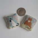 1.12TH SCALE CROSS STITCHED CUSHIONS WITH CATS