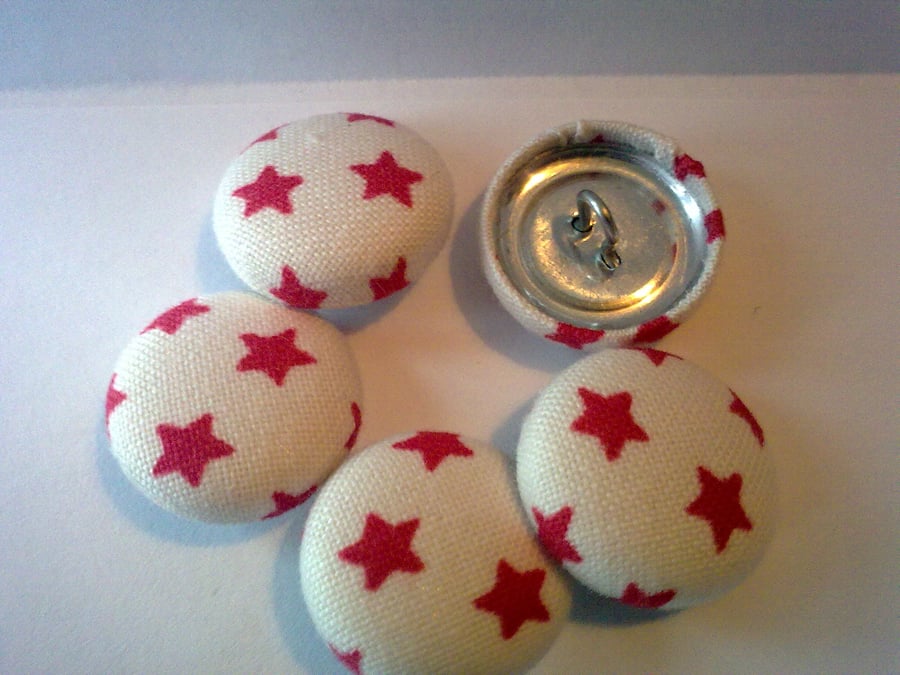 Tilda Fabric Covered Buttons Little Red Star