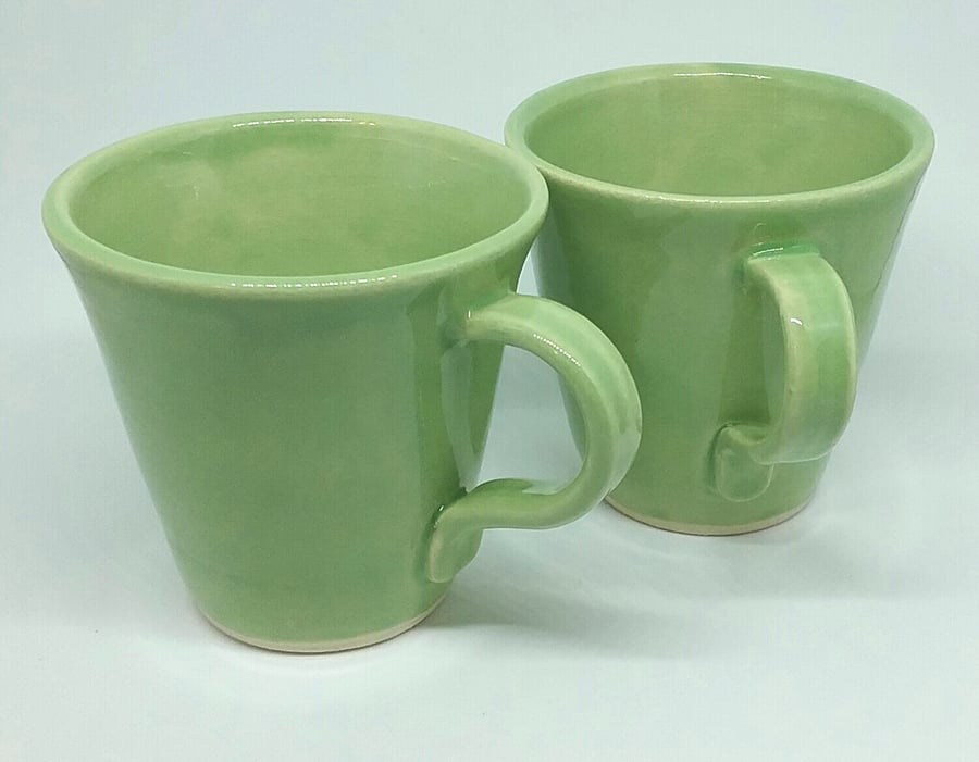 Hand made green ceramic mug - hand thrown pottery gift for tea or coffee drinker