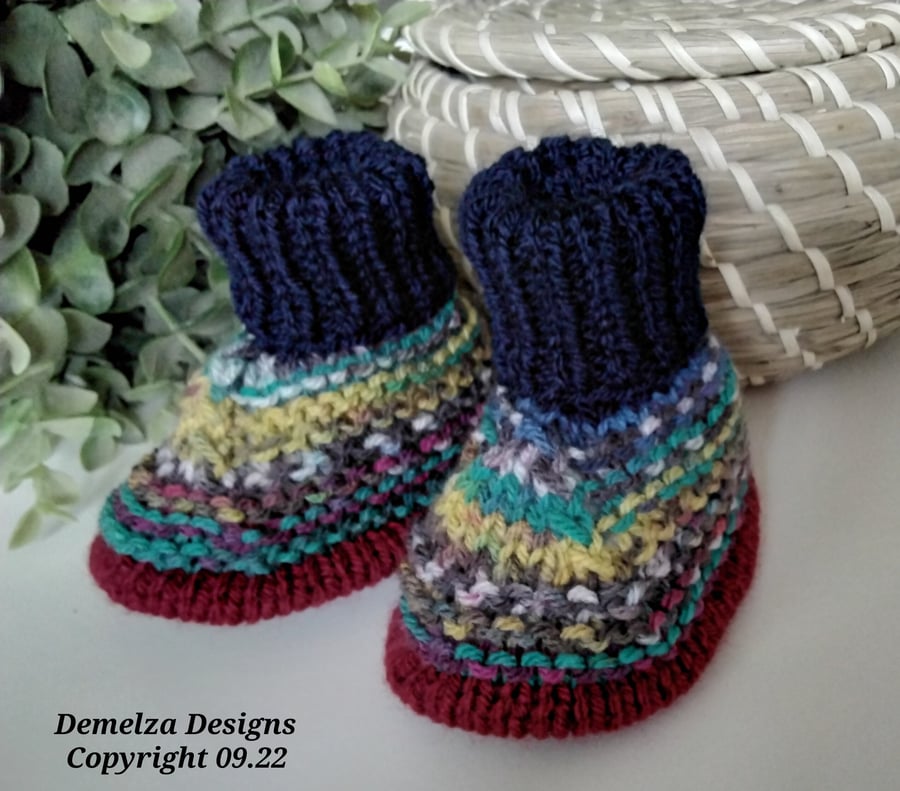 Baby Hand Knitted Booties 0-3 months size 
