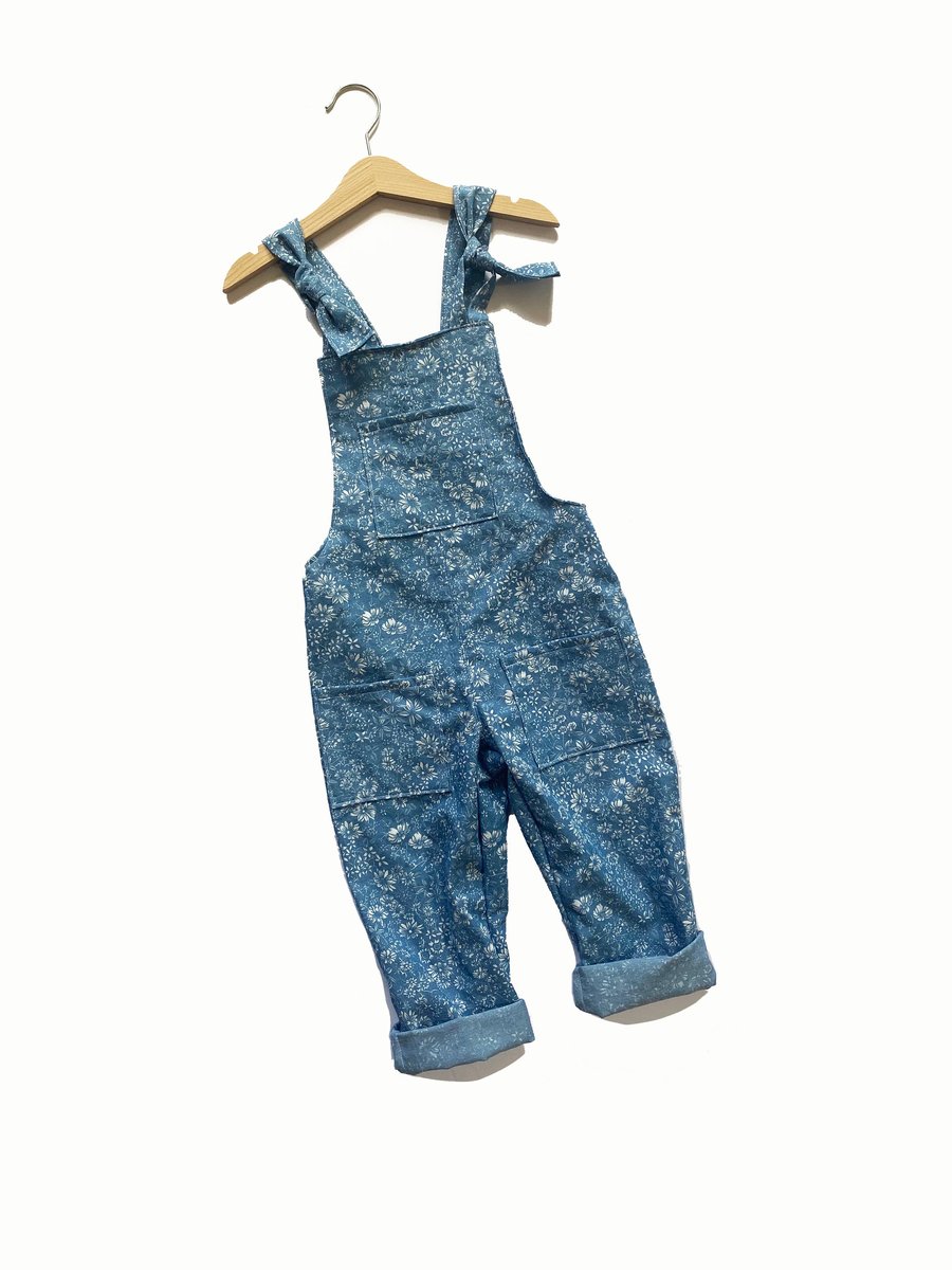 Childrens Dungarees - Floral Denim Dungarees for Child Age 1-10 Years