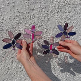 Stained glass purple and pink agate suncatcher hanging decoration. 