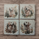 Golden Retriever Dog Decoupaged Slate Coasters Set 0f 4