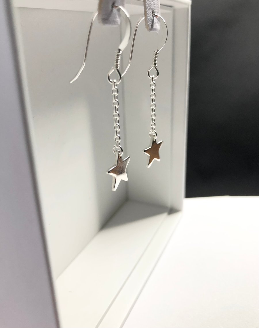 925 Silver Star Drop Earrings