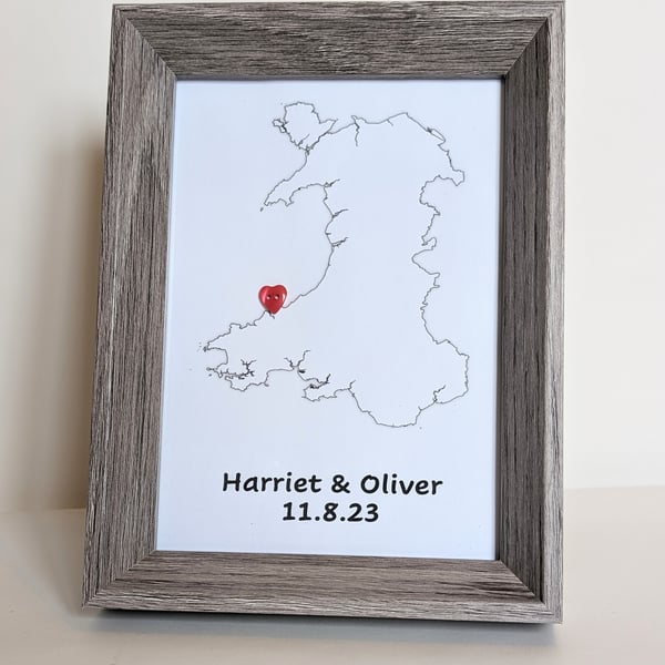 Personalised wedding information marking the place where the couple get married 