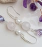 Rose quartz drop earrings, handmade earrings - Image 3