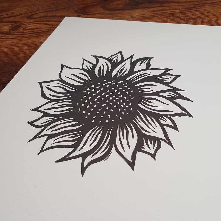 Sunflower Lino Print