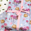 Gift Wrap single sheet with tag - Guinea Pigs and Sweet Williams