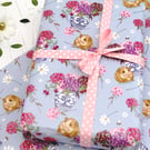 Gift Wrap single sheet with tag - Guinea Pigs and Sweet Williams
