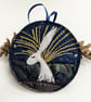 Upcycled embroidered winter hare home decoration.  - Image 3