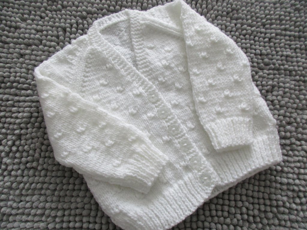 Summer Seconds 18" White Baby Knots Cardigan