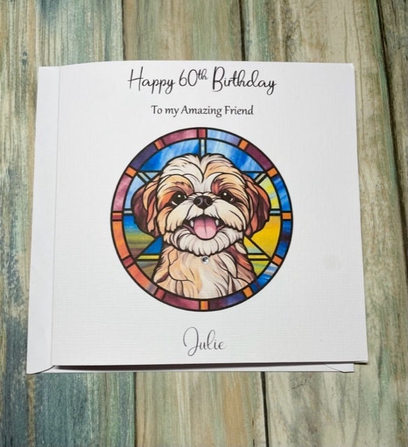 Dog Personalised Card For Her For Him Happy Birthday Dog Card Daughter Mum Nan