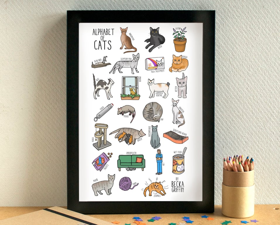 Cat Alphabet Art Print
