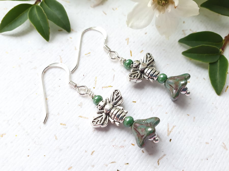 Bee and Flower Earrings