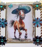 Dancing Pony - Hand Crafted Decoupage Greeting Card - Blank - 3136